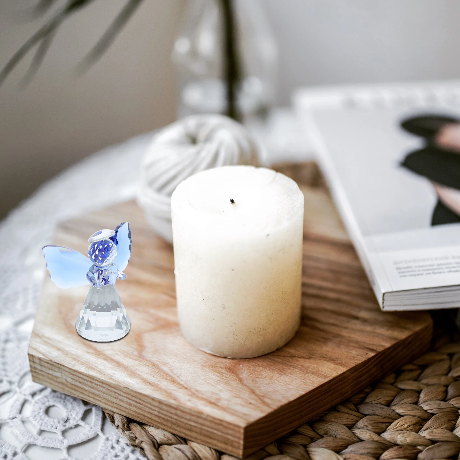 

Crystal Angel Decoration Adorable Shiny Desktop Ornament for Home Garden Christmas Thanksgiving Birthday