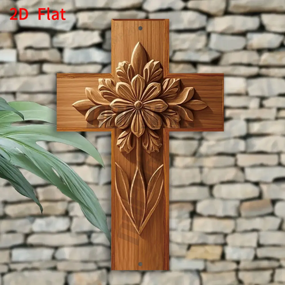 Rustic Metal Cross Wall Hanging Decor, Religious Blessing Message for Home, Indoor Use, Ideal for Living Room, Bedroom 1pc