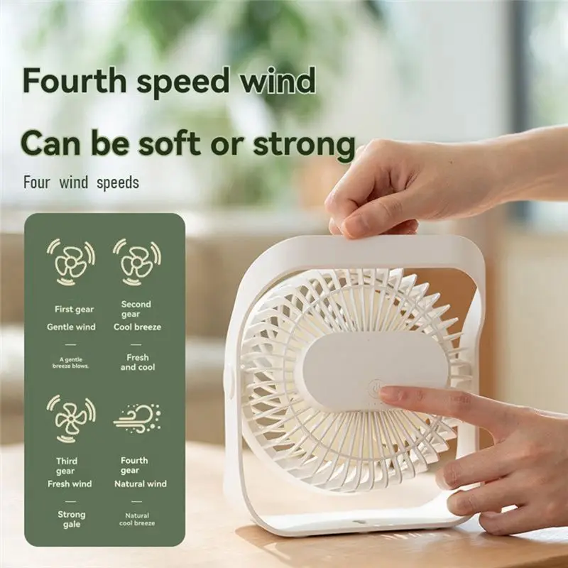 B51CNEW! Desktop Can Be Wall Mounted Fan Home Portable Handheld Rechargeable Fan Four-Speed High Wind Speed Fan