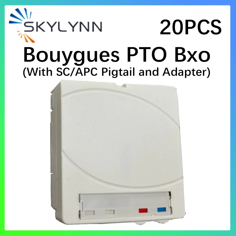 20PCS France 1 Fo Bouygues PTO Box Fiber Opti Prise Socket Full Loaded with SC/APC Pigtail and Adapter Fiber Optic Cable Box