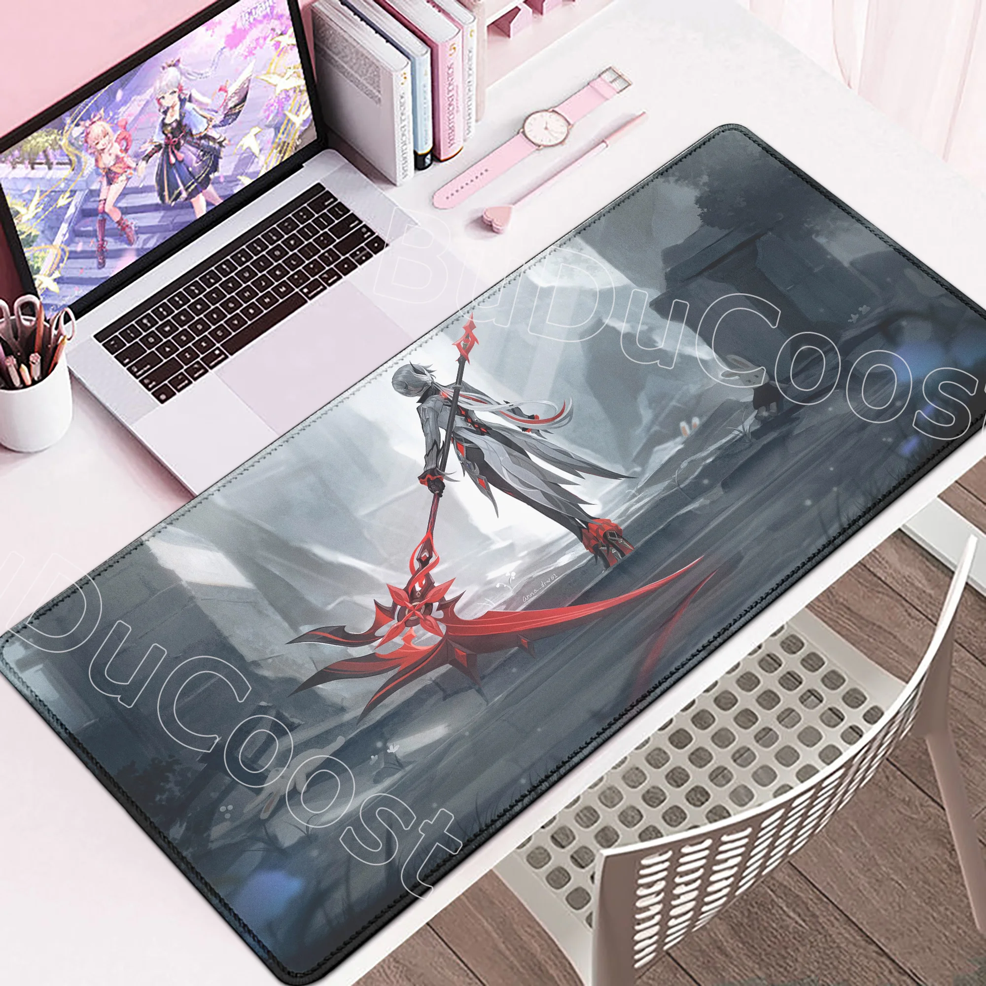 Neue Columbina Flins Varesa Arlecchino Anime Mousepad HD Genshin Impact Mauspad Laptop Gaming PC Mäuse Matte Xxl Tastatur Schreibtisch Matte