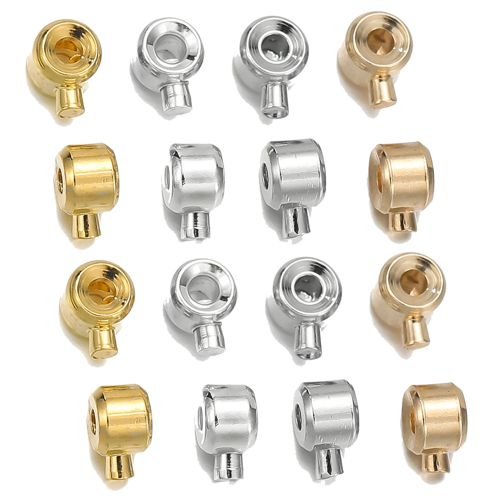 20pcs Coppers Positioning Buckles Clasps Crimp End Beads for DIY Necklace Bracelet Connectors Jewelry Making Accessories
