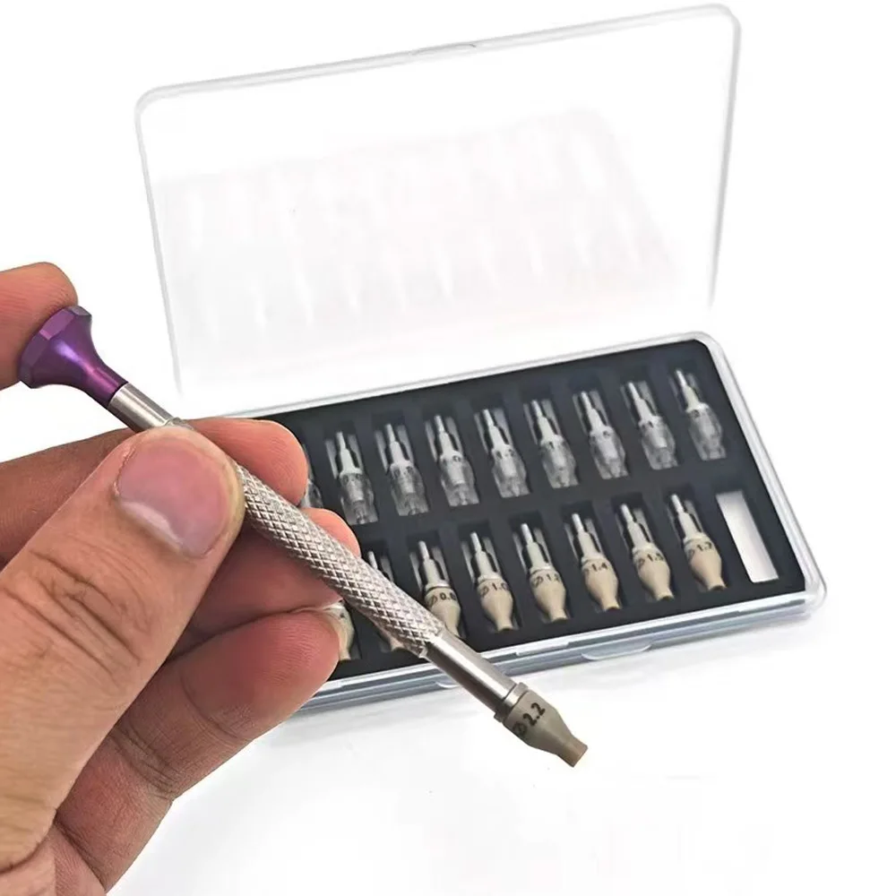 Watch Hand Fitting Tool 20 PEEK Acrylic Tips Scratch Free 0 to 2.2mm Metal Handle Watch Repair Tool Watch Hand Fitting Tool