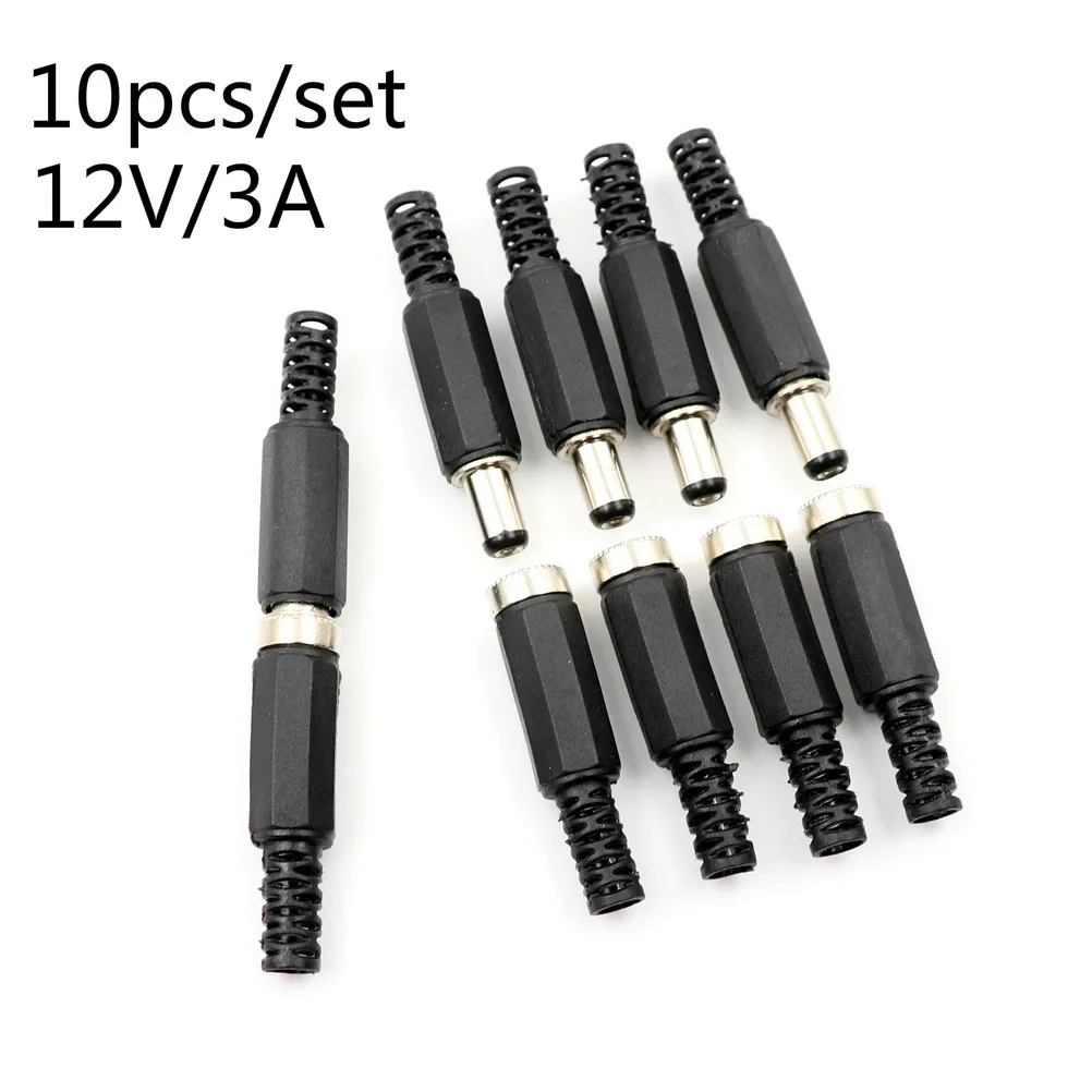 10pcs 12V 3A Panel Mount Jack DC Power Connector Electrical Supplies Plastic Male Plugs + Female Socket