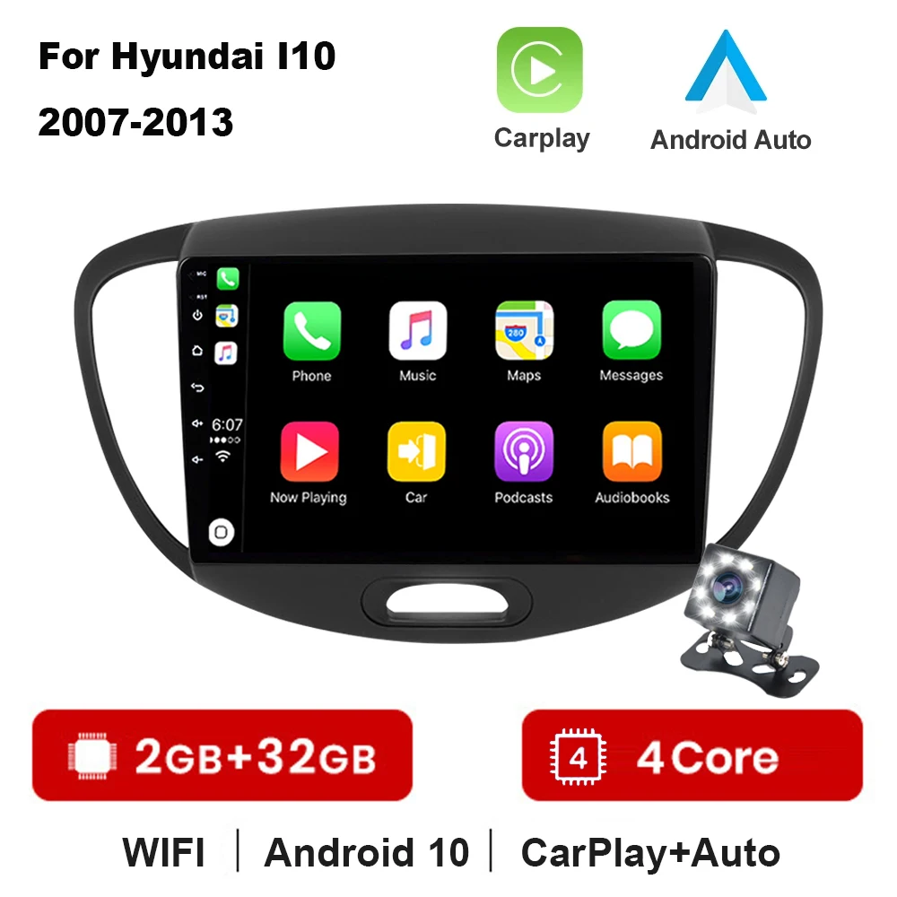 

Автомагнитола 2 din на Android для Hyundai Grand i10 2008-2012, автомобильный мультимедийный плеер для Carplay, GPS, Авторадио, Bluetooth, Android авто