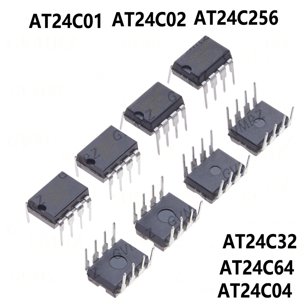 10PCS AT24C128 24C04 24C16 24C64 AT24C256 DIP-8 24C256 AT24C256N DIP AT24C01 AT24C02 AT24C04 AT24C08 AT24C16 AT24C32 AT24C64