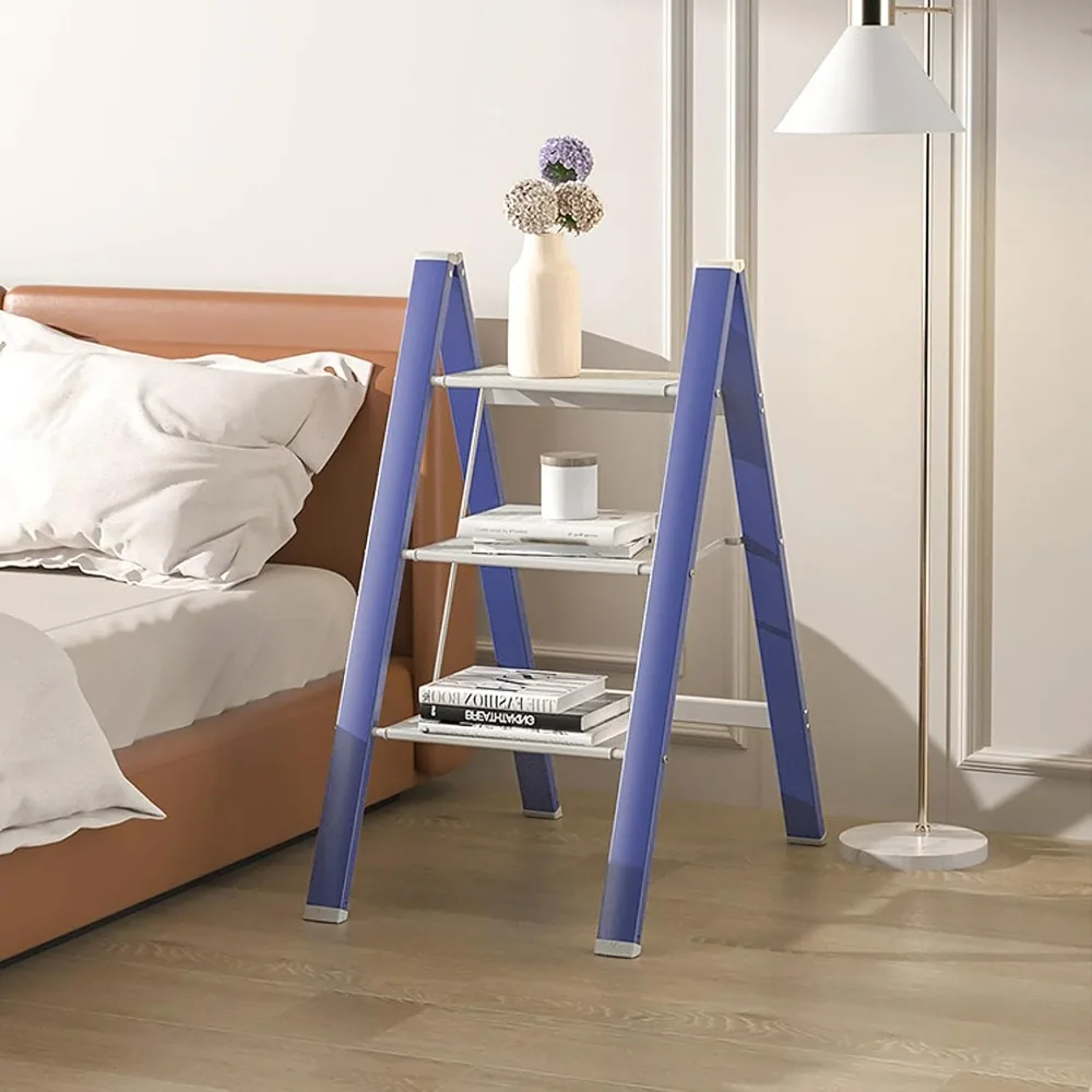 Tabouret pliant léger à 3 marches avec pédale large antidérapante, escabeau d'une capacité de 330 lb pour la maison, Kit