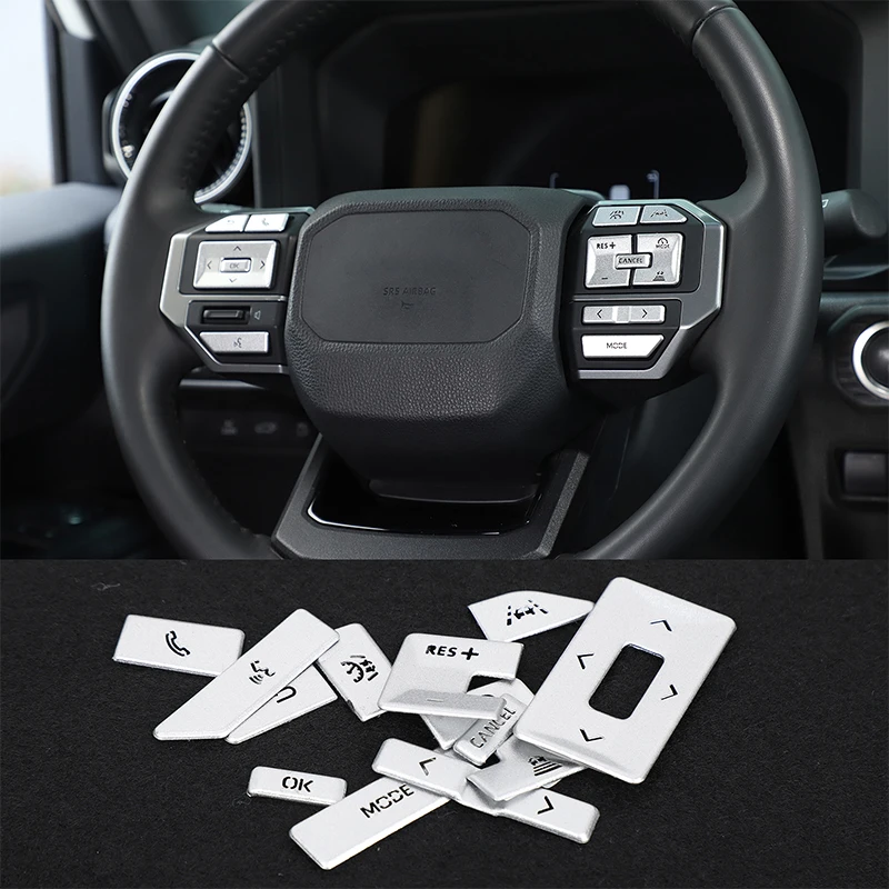 

For Toyota Land Cruiser Prado 250 LC250 2024+ Stainless Steel Silver Car Steering Wheel Button Sticker Car Interior Accessories