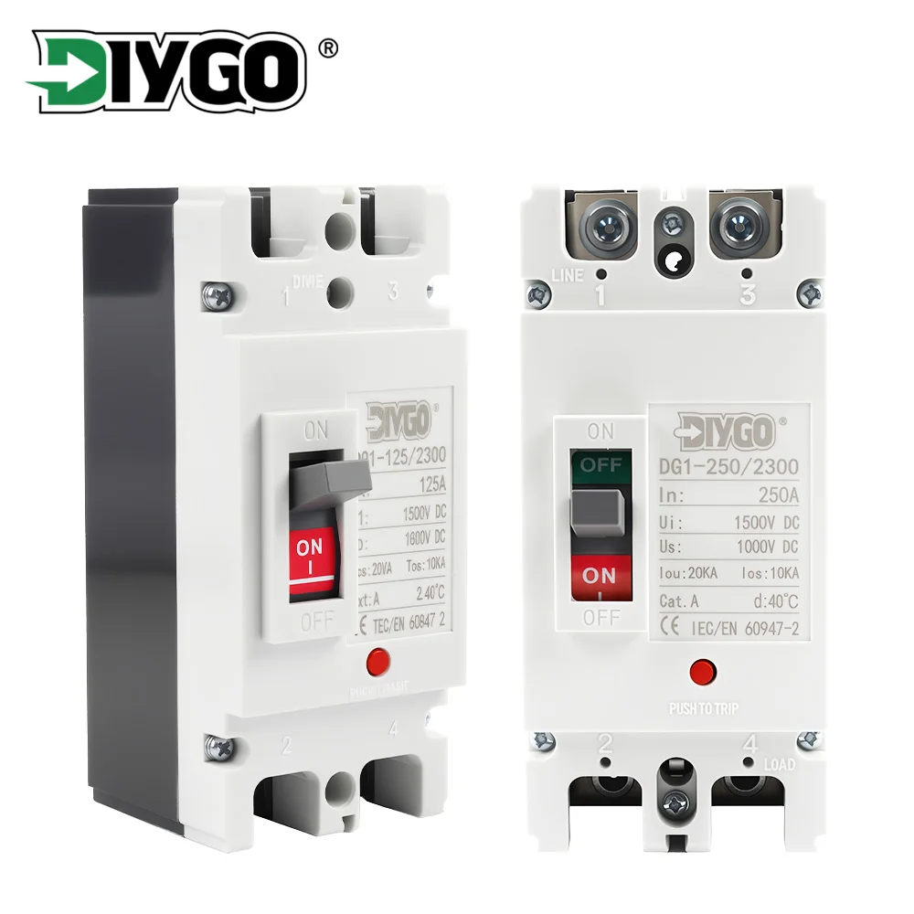 

2P DC 1000V DC Solar Molded Case Circuit Breaker MCCB Overload Protection Switch Protector for Solar Photovoltaic PV