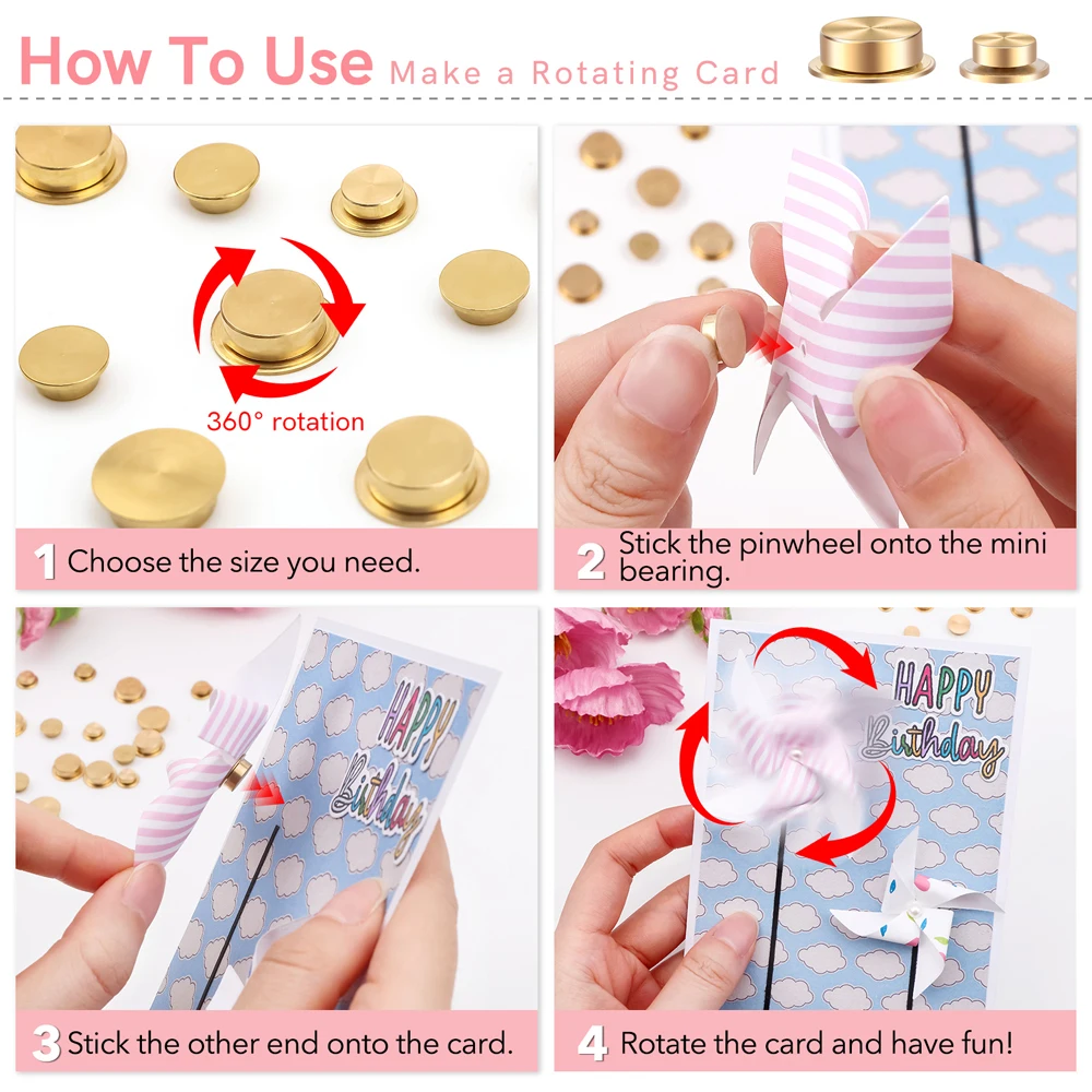 Mini Metal Rotating Bearings for DIY Handmade Crafts Paper Cards Scrapbooking 360 Degrees Smooth Spin Mini Bearings for Crafts