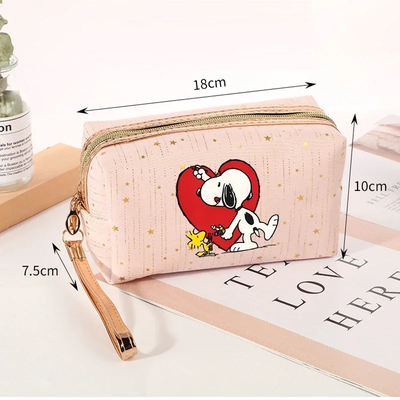 Snoopys Women Cosmetic Case Girl Meteor Stamping Vogue Female Office Portable Snoopys Zipper Coin Makeup Toiletries Storage Bags