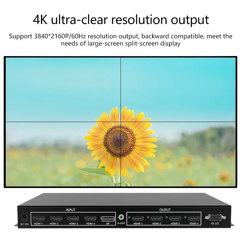 4K@60Hz Seamless Stitching Matrix Switcher For HD 4 IN 4 OUT Support 3D EDID& Blu-Ray DVD& Video Wall Control for TV LOPTOP PC