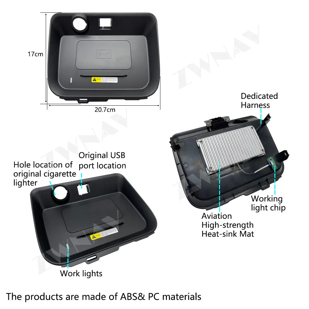 Car Wireless Charger Upgrade Module for Toyota RAV4 2020-2021 Models Embedded Center Console Charging Pad