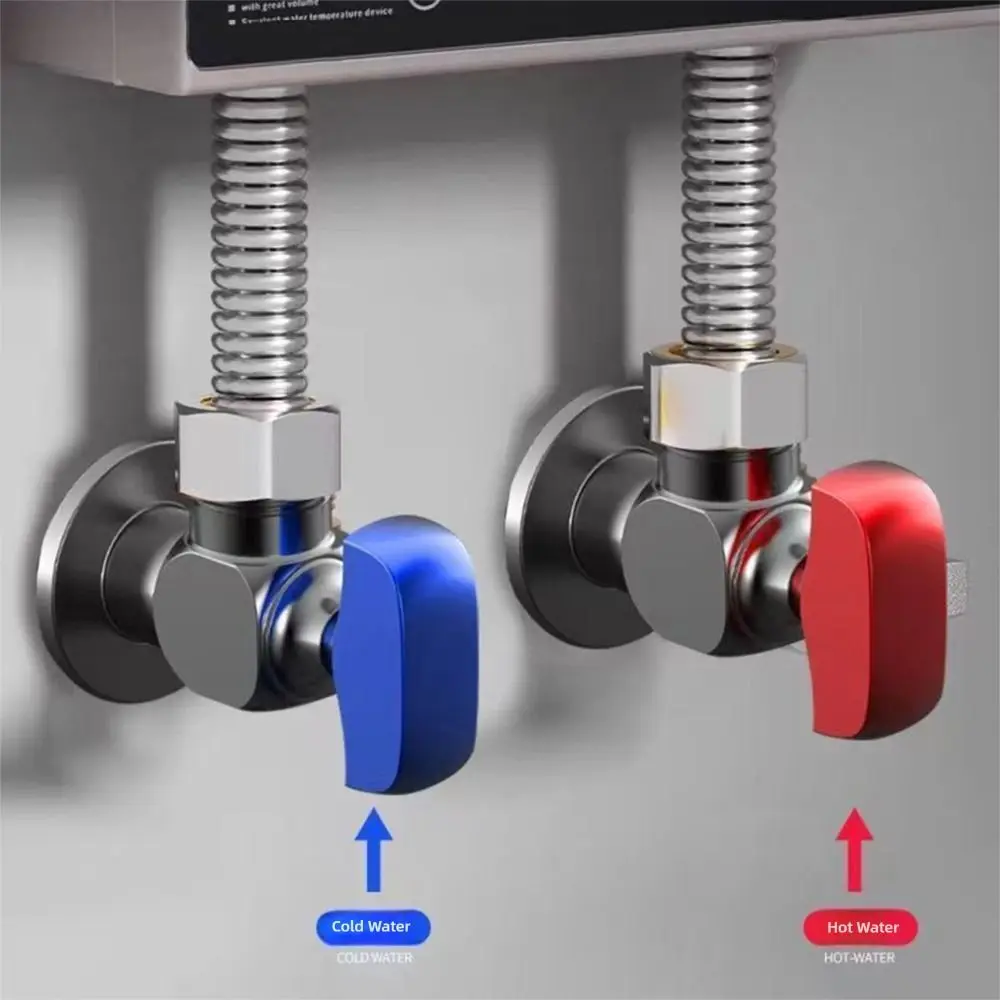 Red Blue Water Control Valve Thicken Fully Open Corner Valve Brass Cold and Hot Distinction Bathroom Tap Valve Bathroom