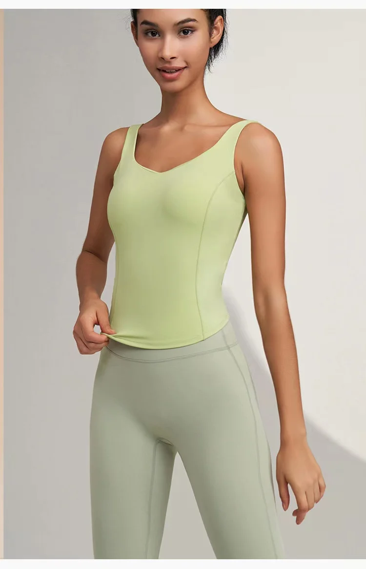 U-förmige Sportunterwäsche für Damen, einteiliger BH mit festen Cups, hochintensiver, stoßfester, schnelltrocknender Fitness-Yoga-Top. – Detail 5