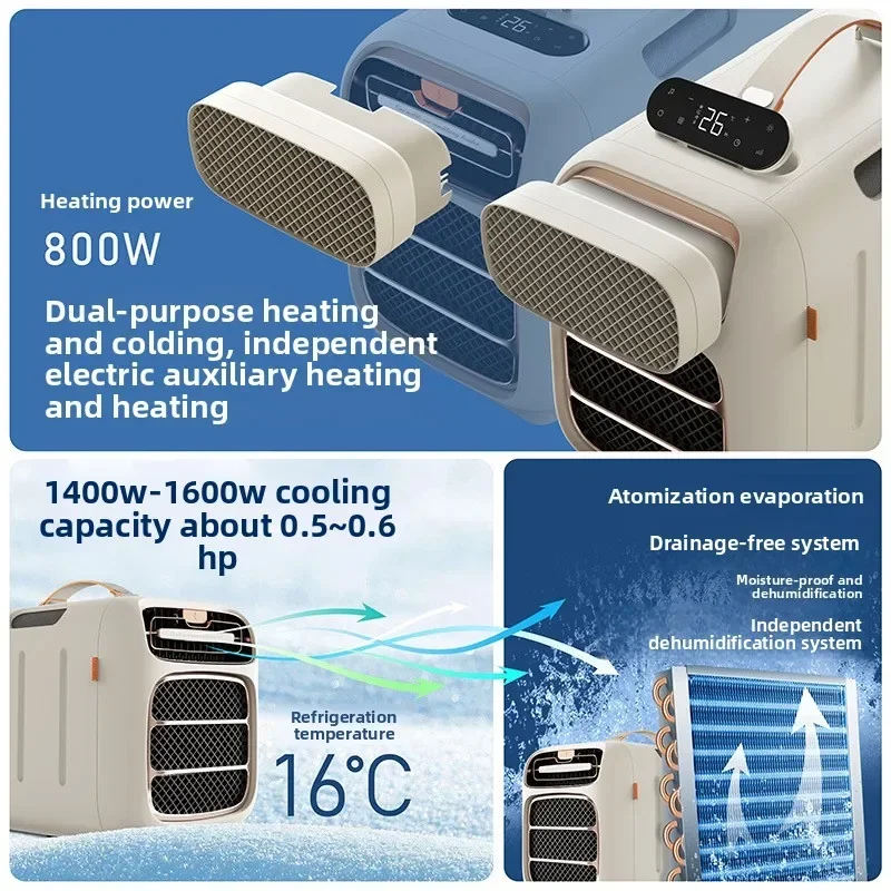 

Портативный кондиционер-моноблок для охлаждения, обогрева и осушения воздуха, мобильный, компактный, для кемпинга на открытом воздухе