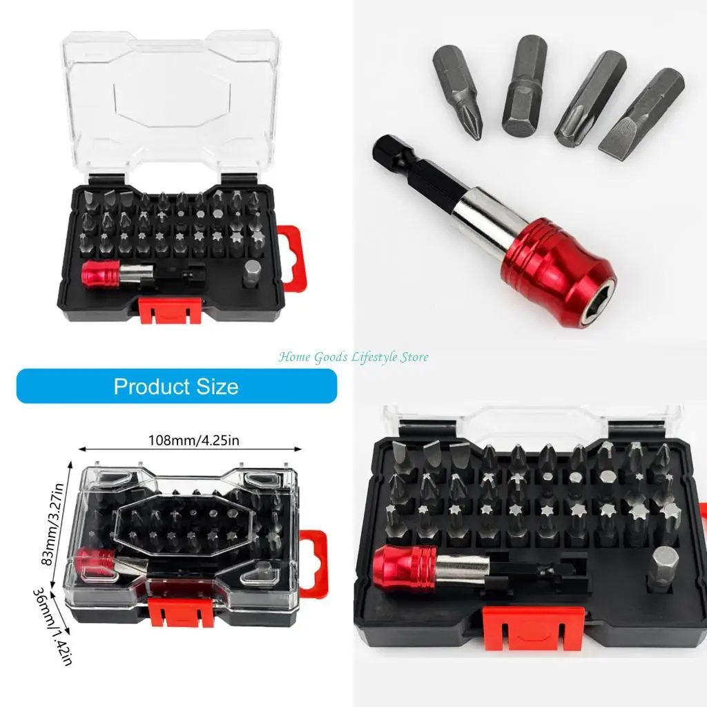 E74E Complete 32Piece Screwdriver Bit MulitiInsert Tip for Precise Work Fastening