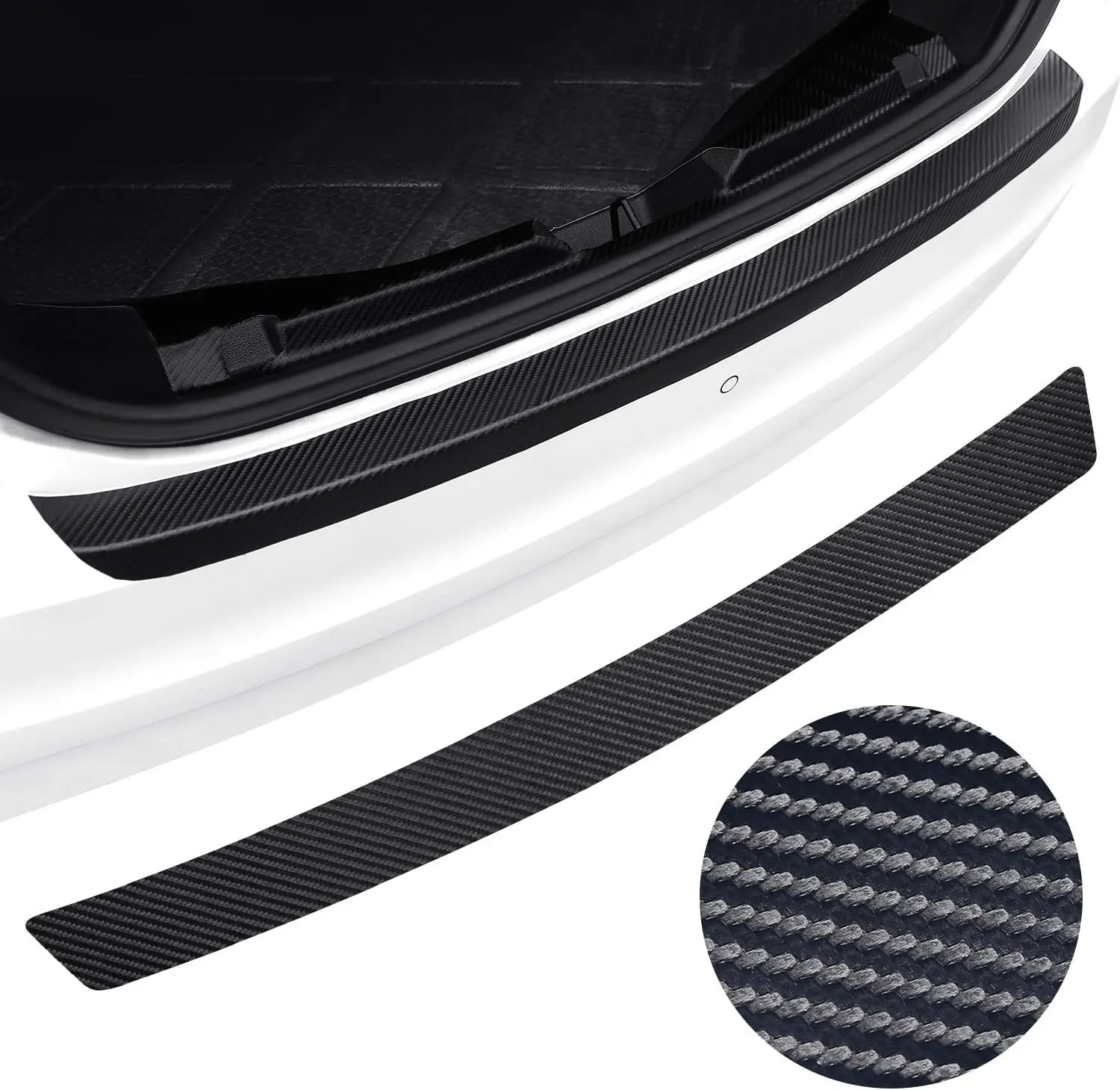 

Door Sill Protector Carbon Fiber Car Rear Tail Trunk Boot Trim Car Trunk Rear Bumper Protection Strip 90*8CM