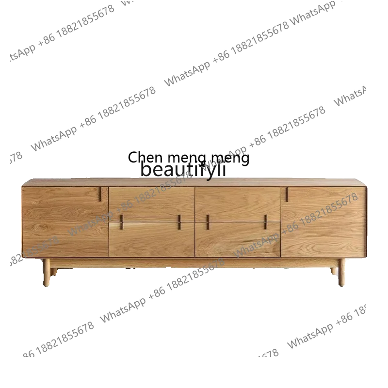 

Nordic Solid Wood TV Cabinet Wood Color Simple Side Cabinet Oak Small Apartment Living Room Storage Locker Audiovisual Cabinet