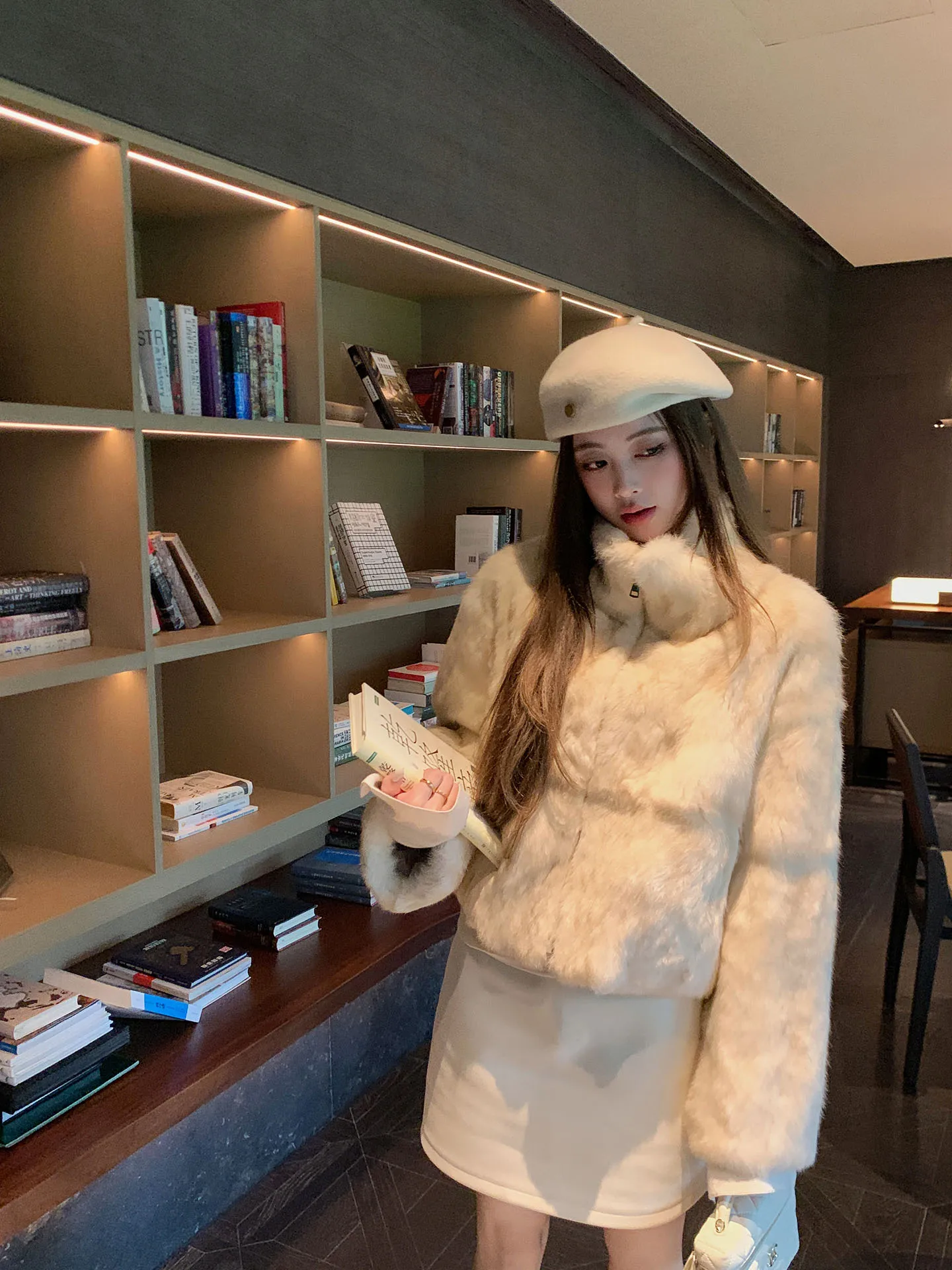 

Women's Vintage Sle Rabbit Fur Coat Long Sve ort Length Warmth Polyester Thiened Winter Outerwear Coat