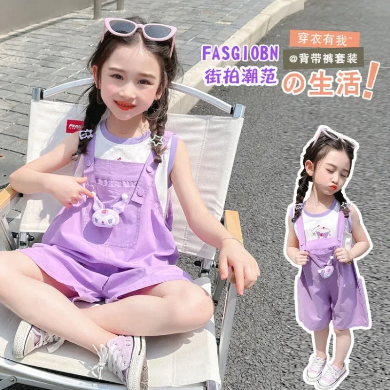 

Girly Heart Kawaii Sanrio Ins Fashion Kuromi Short Sleeve Shirt Pants Set Summer Cute Fashionable Two-piece Clothes Gifts Toys