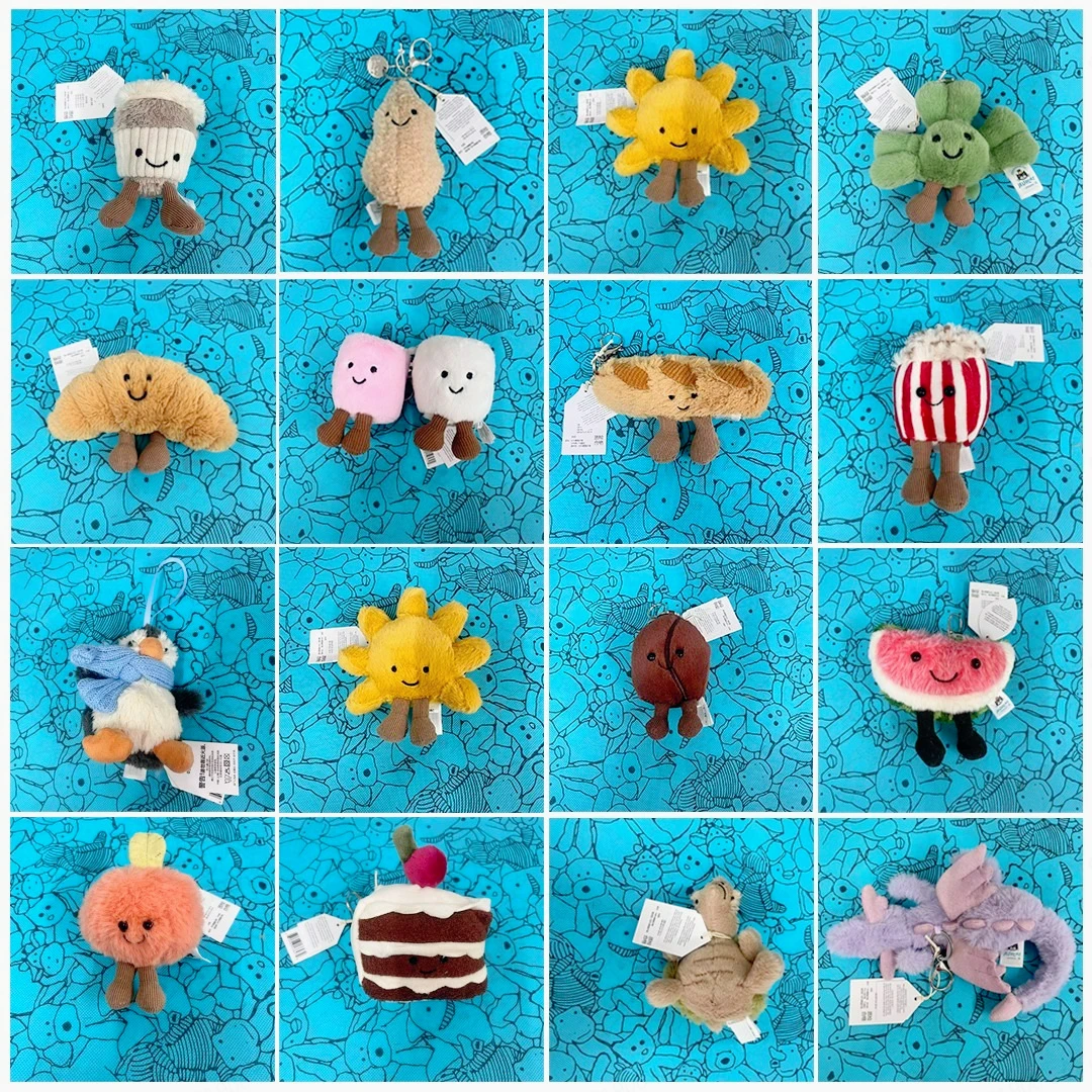 JC Hot tea bag Two tone cotton candy cute girl bag charm plush toy keychain Kawaii plush toy Limited New Gift JC bag