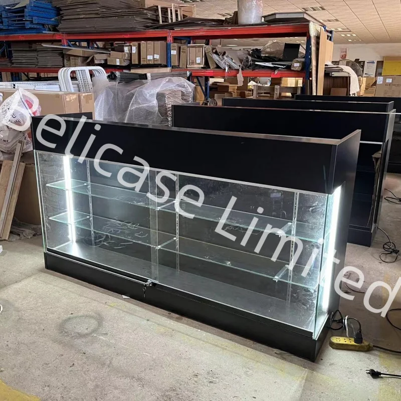 

2025customized.Commercial Retail Store Supermarket Checkout Counter With Showcase Cashier Counter Glass Display Cabinet