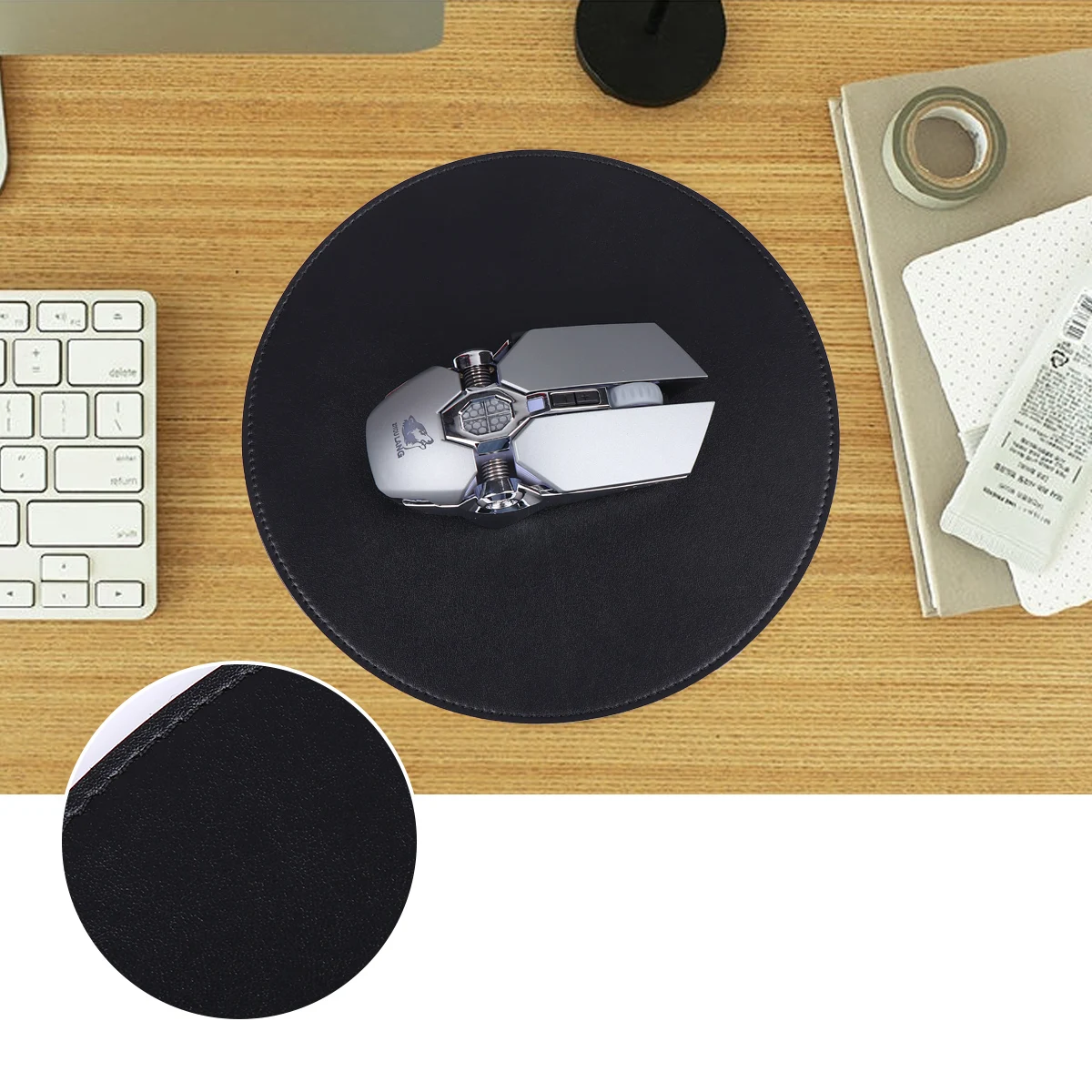 

Round Mouse Pad Desktop Mat with Cushion Laptop Gaming Office Microfiber