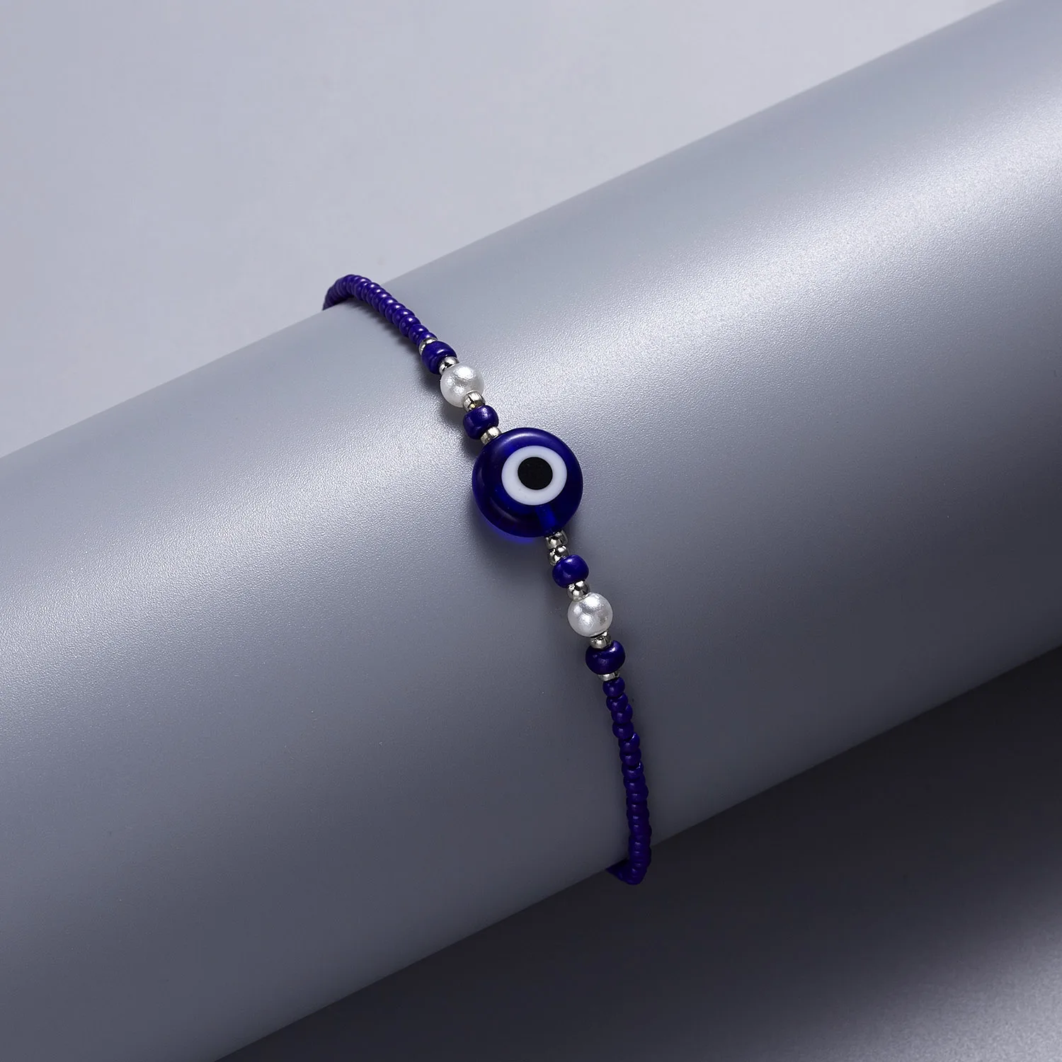 Exquisite Blue Evil Eyes Bracelet for Woman Turkish Lucky Simple Tiny String Beaded Alloy Bracelet Girl Charm Everyday Jewelry