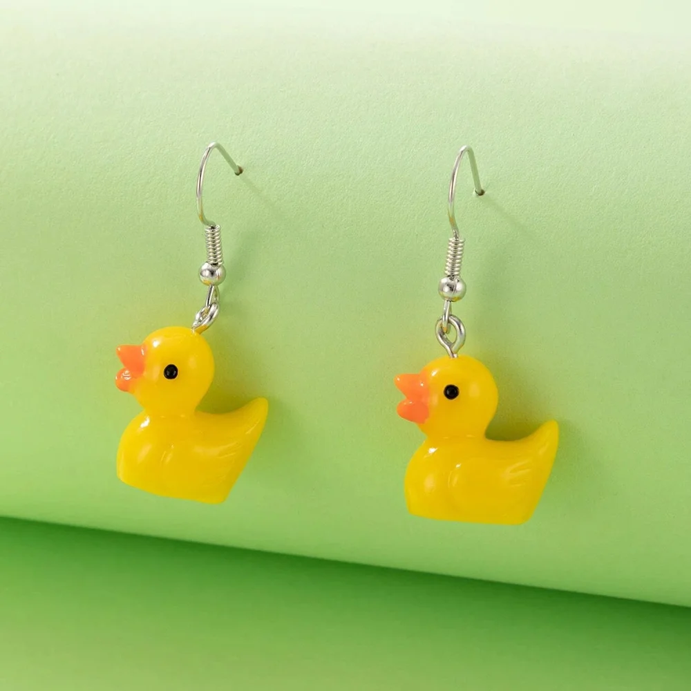 1pc Synthetic Resin Earrings Cute Duck Earrings