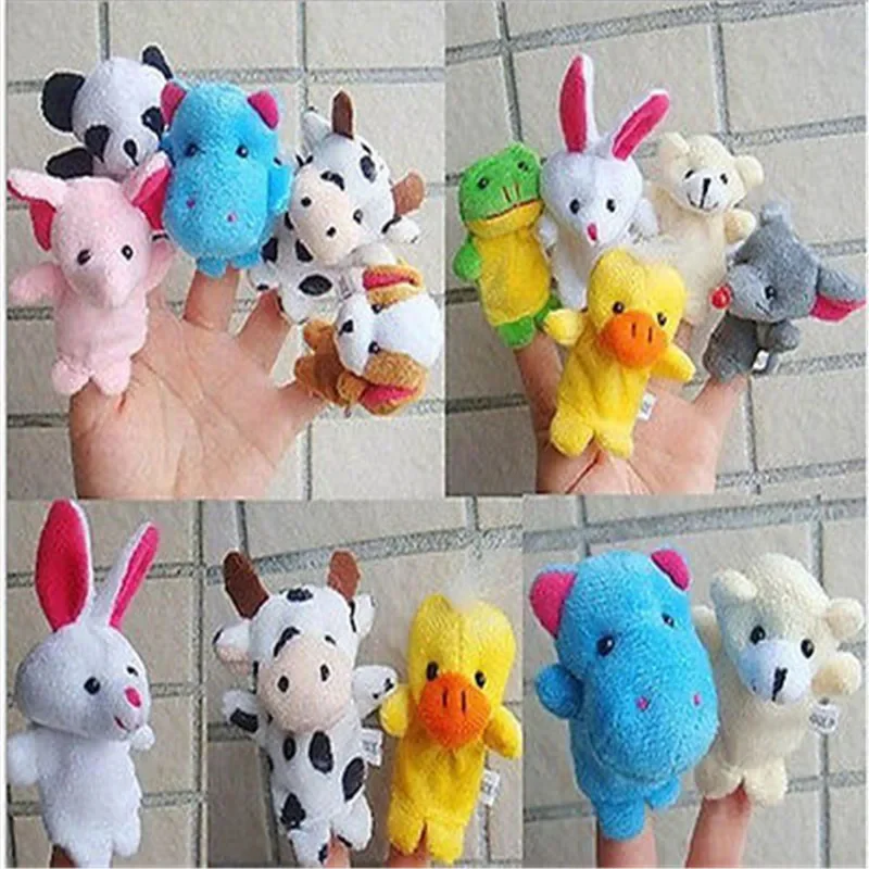 10Pcs Velvet Farm Animal Finger Puppets Toys Baby Learn Story Party Bag Filler Doll Baby Hand Cartoon Educational Animal Toy