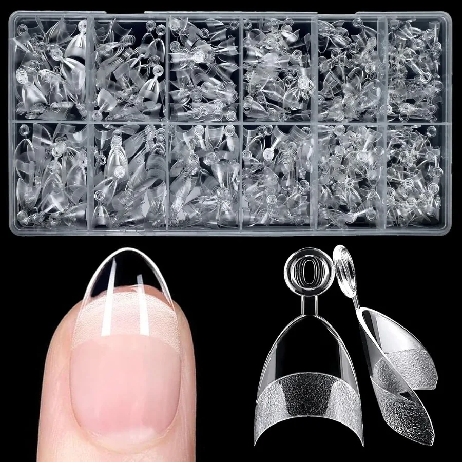 

600 шт. Французские кончики ногтей XS Stiletto Прозрачные накладные ногти Французские короткие миндалевидные кончики ногтей Мягкий гель Миндальный кончик ногтей Половина покрытия Накладные Nai