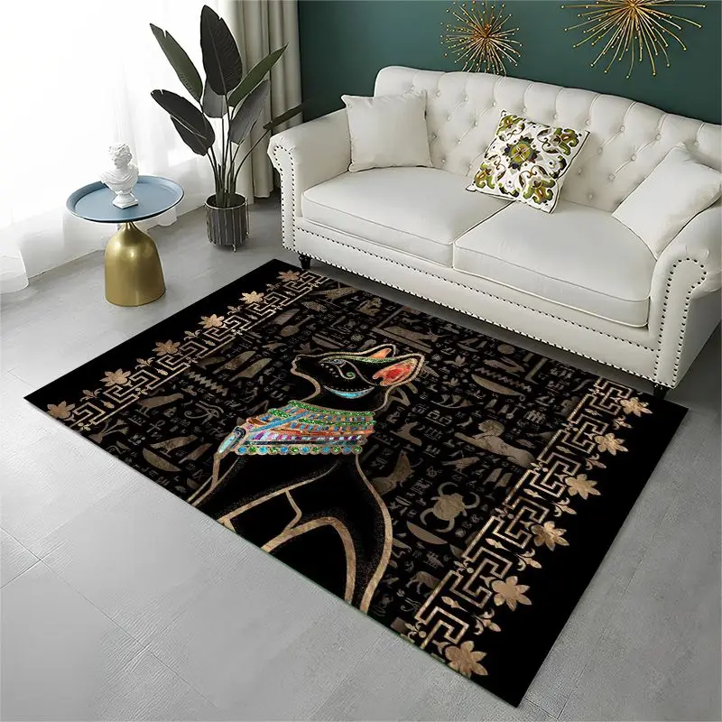 Retro Egyptian Mural Hieroglyphics Symbol Area Rug Non-slip Carpet for Bedroom Living Room Sofa Doormat Home Decor Floor Mat