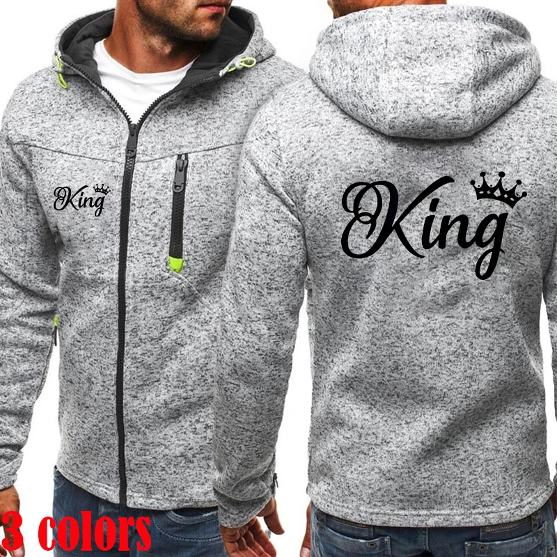 

Men's Autumn Fashion Printed Hooded Jacket Winter Fleece Sweatshirts Knit Zipper Long Sleeved Pullover Hoodie