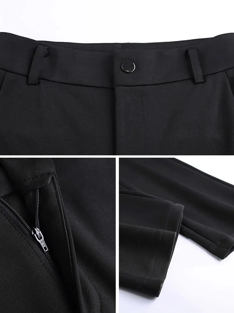 Korean Fashion Simplicity High Waist Flare Pants For Women Elegant Vintage Straight Trousers Women Casual Office Black Suit Pant