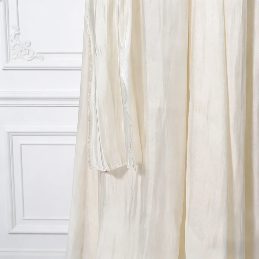 VGH elegante vestido de cinta empalmado con hombros descubiertos para mujer, vestidos de noche lujosos de cintura alta con mangas acampanadas y cuello Halter para mujer