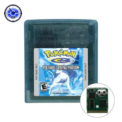 GBC Game Cartridge Pokemon Polished Crystal 3.1.1 Video Game Console Card Battery High Quality with RTC
