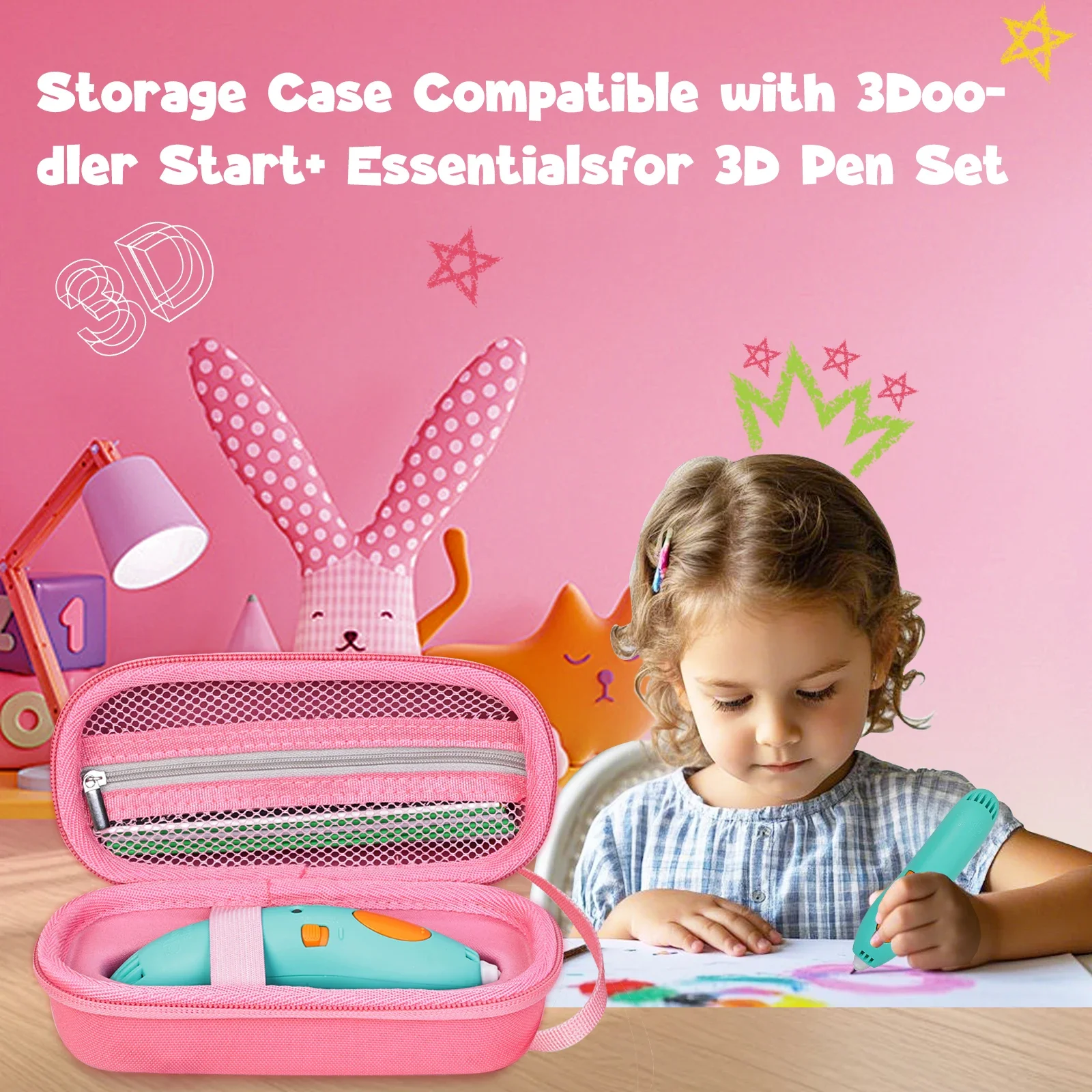 EVA Travel Organizer Carryer for 3D Pen And Filament Drop-Proof Water-Resistant Hard Case for Outdoor Home School