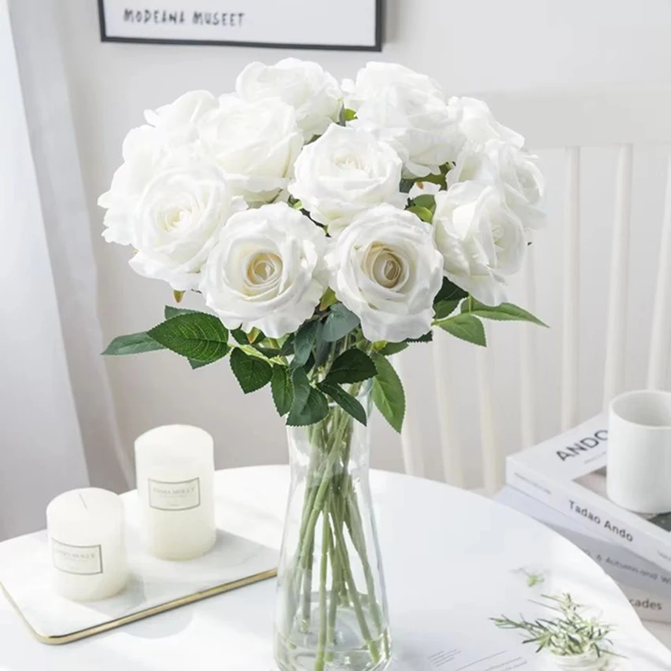 

1 bouquet of silk roses, family bride, wedding bouquet, party accessories, artificial plants,flowers home decor items embroidery