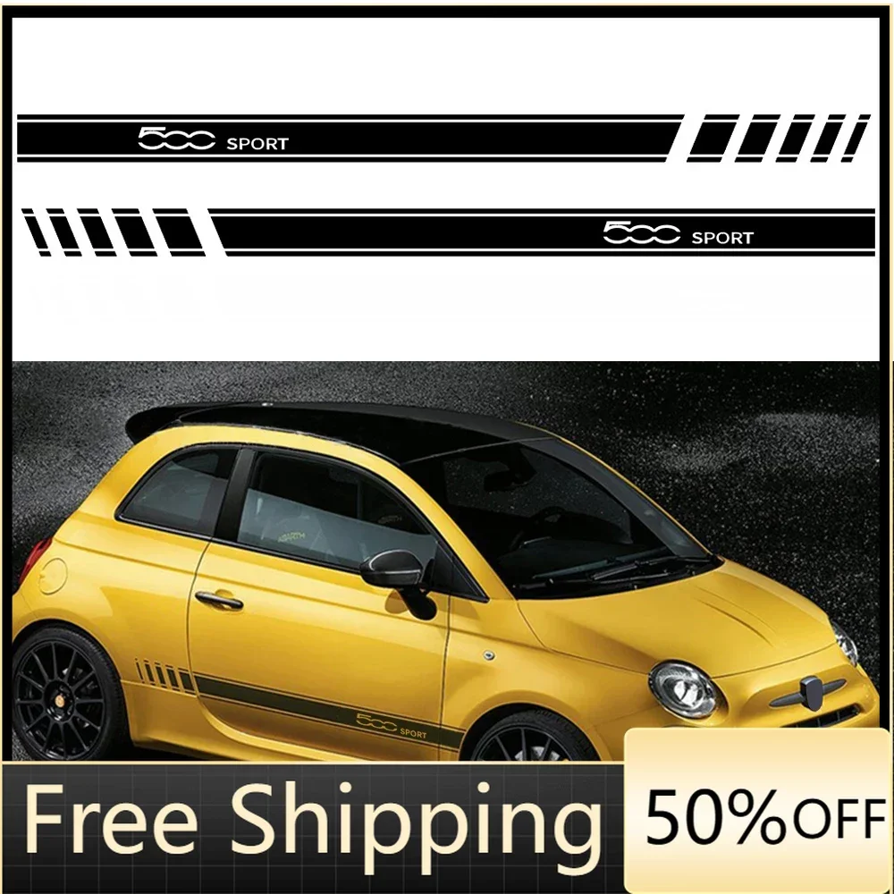 

Door Side Stripes Sticker Black / White Car Sticker PVC for Fiat Abarth 500 595 Exterior Decoration Car Accessories