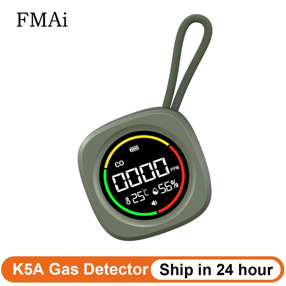 FMAi K5A CO Carbon Monoxide Detector Air Quality K5B Portable Gas Detector LED Screen Type-C K5 Series for Indoor and Travel