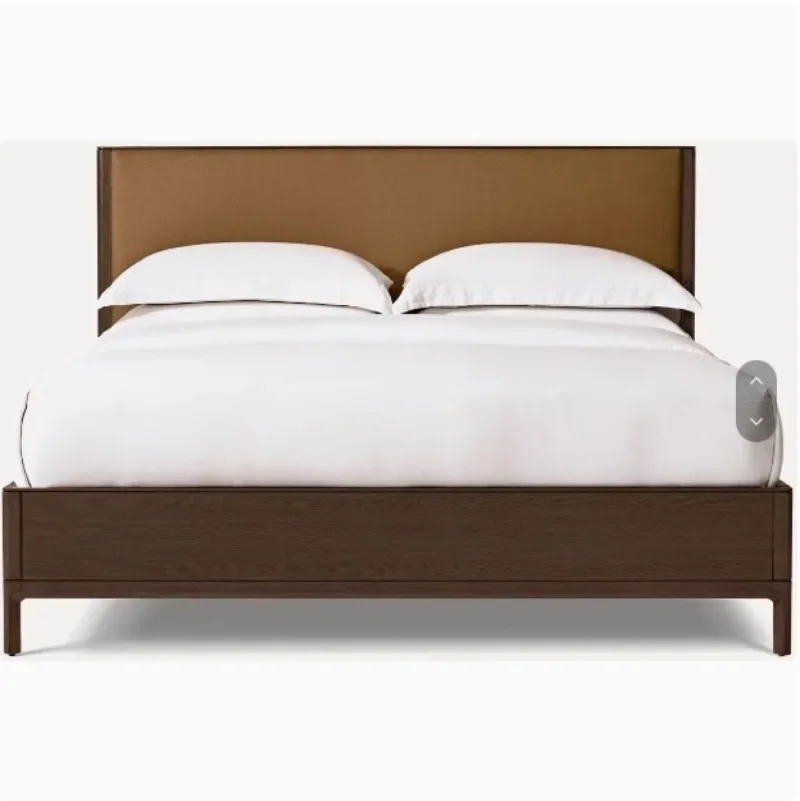 Retro solid wood double bed French oak soft bag master bedroom 1.8 meters wedding hotel 1.5 meters solid wood bed