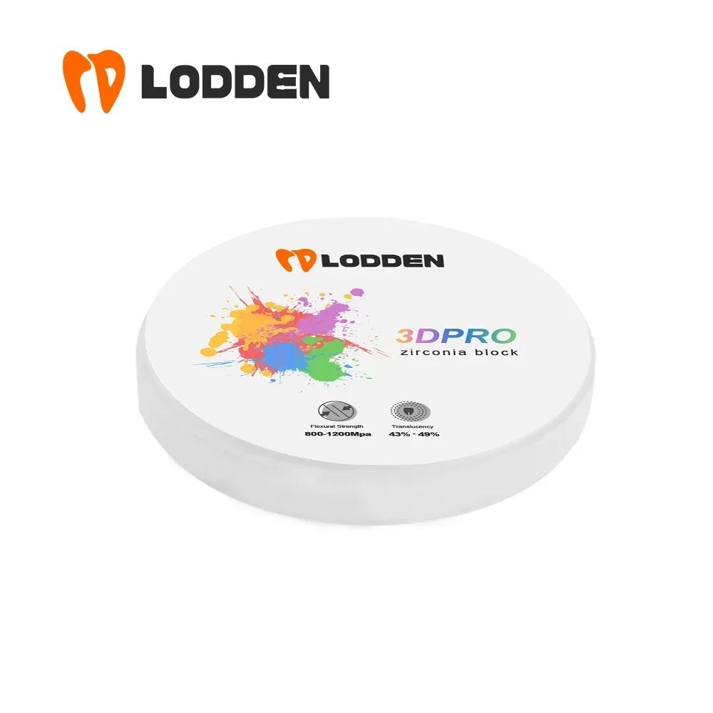 LODDEN Dental Zirconia Open System 98*18mm 3D-PRO Multilayer Dental Zirconia Block CAD CAM Transparency 43-49% Strength 800-1200