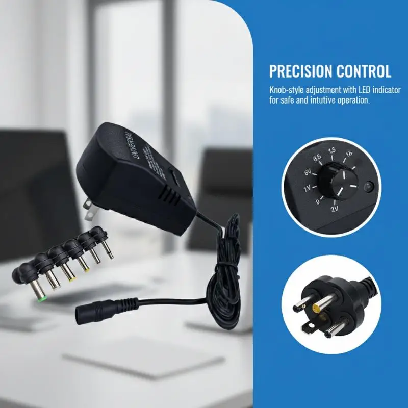 Multi Voltage Adjustable Power Adapter AC220V To DC3V-12V EU US Plug Charger