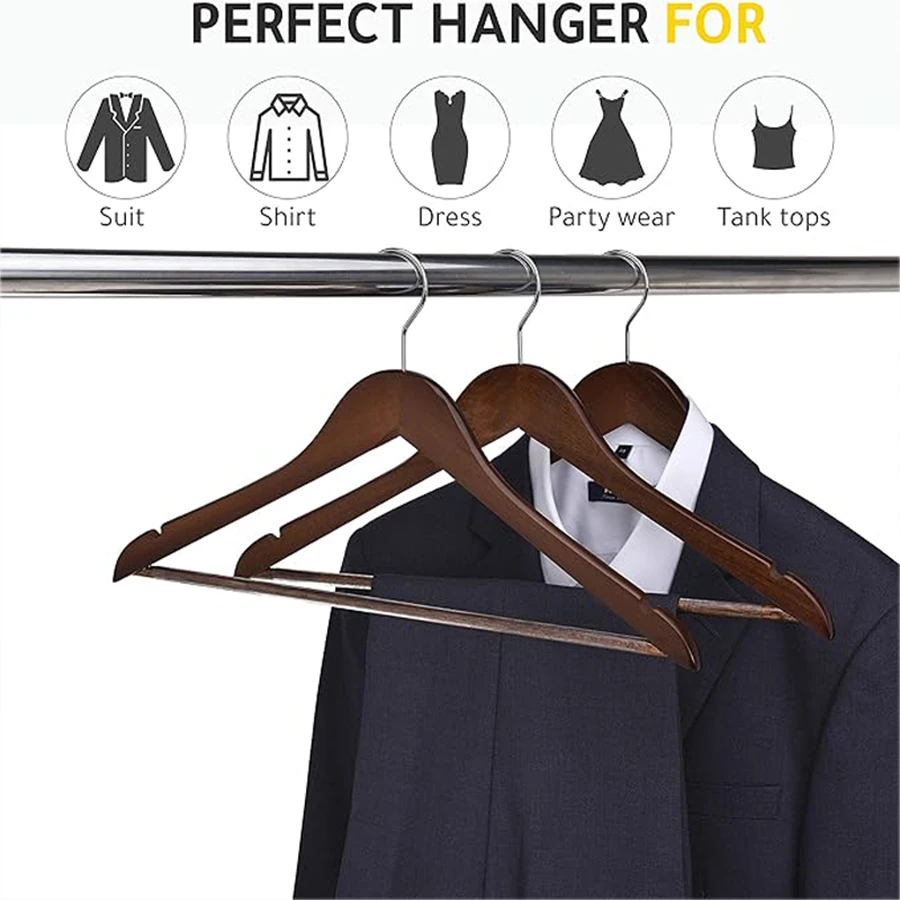 5PCS Wooden Hangers Non-marking Sun Racks Wooden Suit Clothes Hangers Suitable for Shirts Jackets Dresses Trousers Hotel Clothes