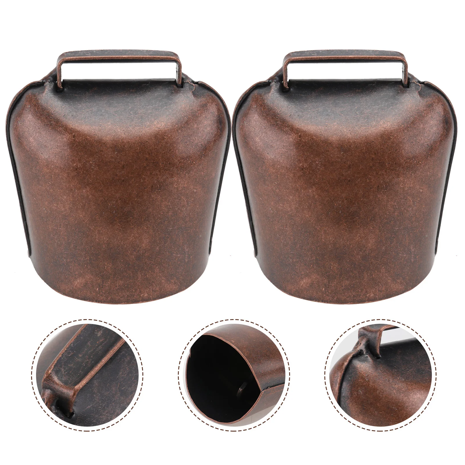 

2 pcs Small Thicken Bell Hanging Decor For Sheep Horse Cow Farming Animal Supplies Iron Craft Pendant Red Bronze Durable Alarm