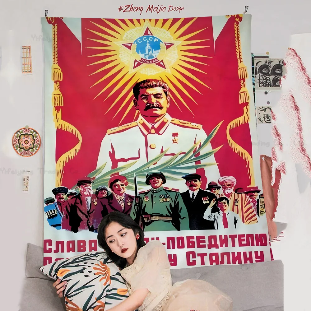 

USSR CCCP Russian Stalin Portrait Hanging Bohemian Tapestry Hanging Tarot Hippie Wall Rugs Dorm Wall Hanging Home Decor