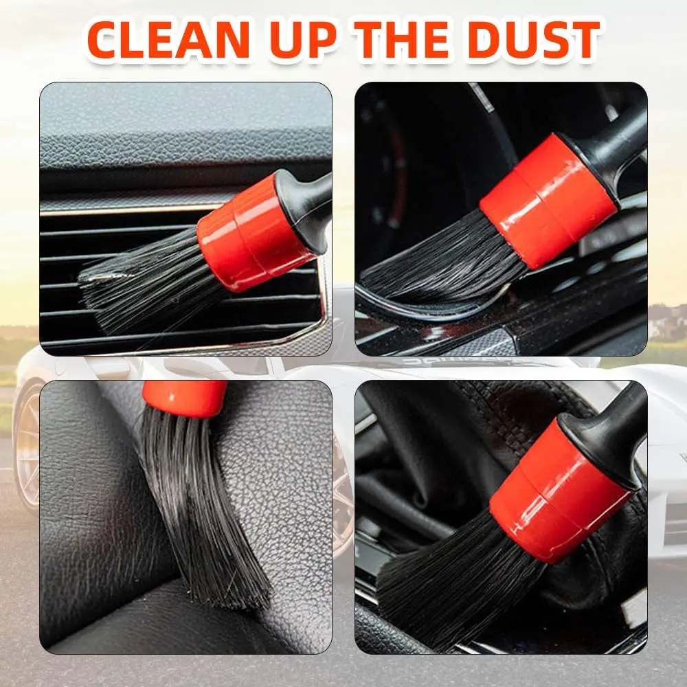 5PCS Car Detailing Brush Set Premium Fiber Multifunction Cleaning Brush For Cleaning Wheels Engine Interior Air Vents Wash Kit