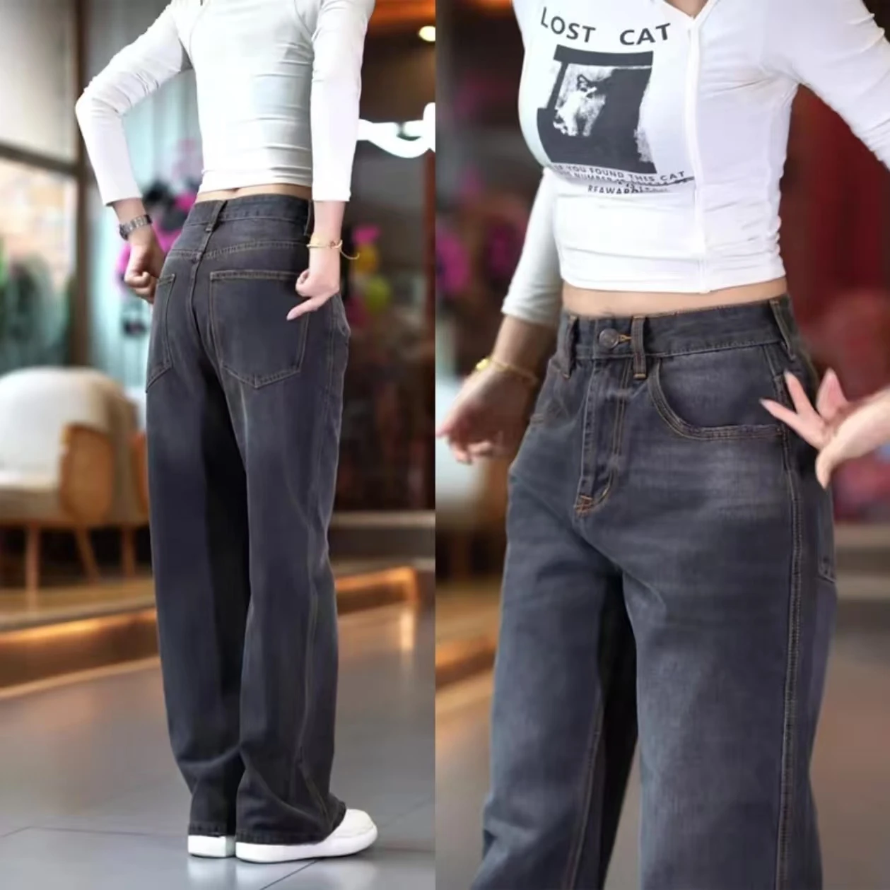 

Мужские джинсы Ce ey Micro Flared Straight Leg Casual, в стиле High Street, ретро, с широкими штанинами, длинные брюки, яркий дизайн с вышивкой, модные...