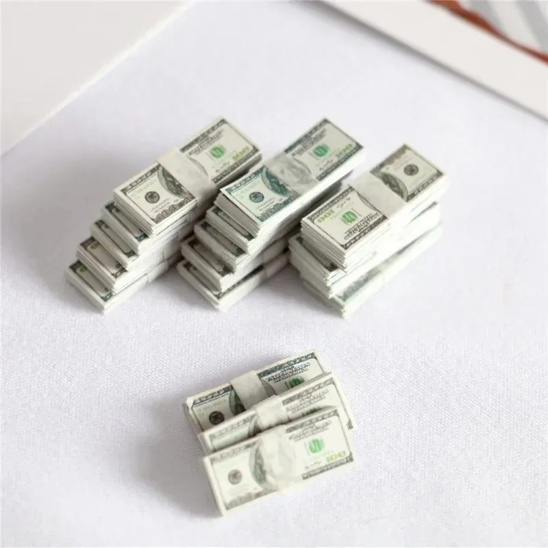 5PCS Dollar Euro Ticket Banknotes Prop Fake Money Mini Currency Banknote Model Kids Dollhouse Miniature Props Toy Floss Decorate